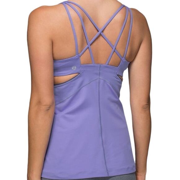 Lululemon Exquisite Tank II Strappy Back Logo Cutouts Breathable Yoga Lullaby 4 - Picture 1 of 5